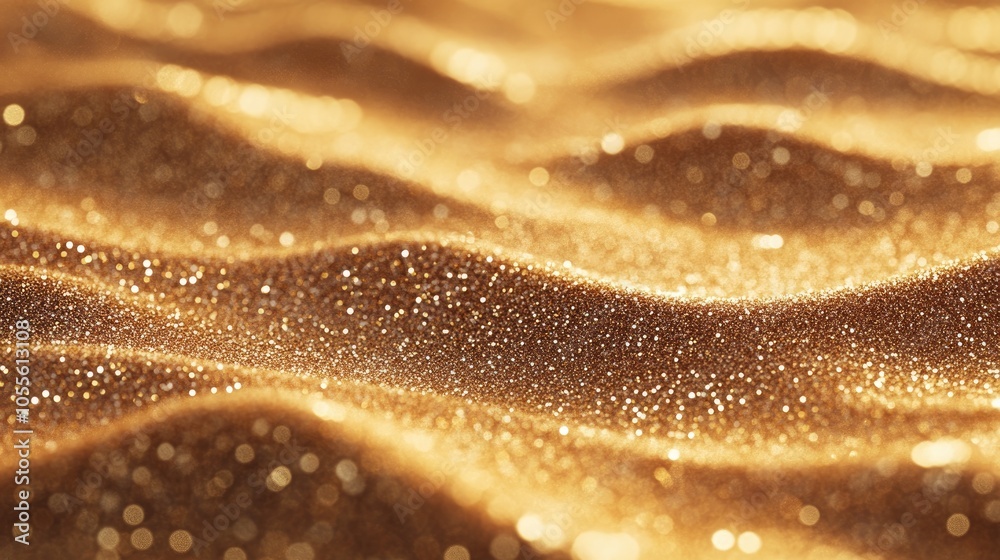Poster gold glitter sand background featuring lines and waves showcasing a wavy shimmering texture in golde