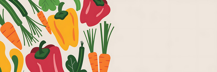 Vibrant red and yellow peppers and carrots on a light background  fresh produce for healthy eating   