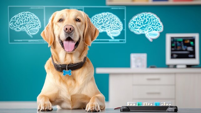 Epilepsy Alert Dog and Brain Scan Concept