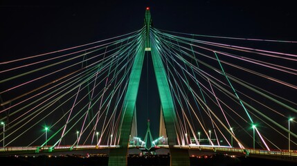 Illuminated Bridge at Night