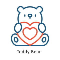 Teddy Bear Vector outline Two colour Design icon. Winter Travelling Symbol on White backgroud EPS 10 file