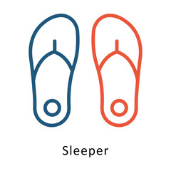 Fototapeta premium Sleeper Vector outline Two colour Design icon. Winter Travelling Symbol on White backgroud EPS 10 file