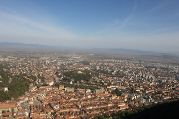 Fototapeta premium A panoramic view of the city Houses with orange roofs