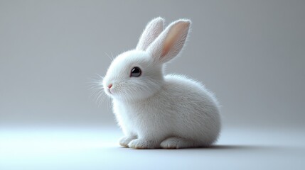 Obraz premium A white rabbit is sitting on a white background