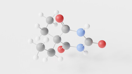 Barbital molecule 3d, molecular structure, ball and stick model, structural chemical formula barbiturate