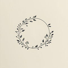Obraz premium Minimalist Circular Logo Featuring a Delicate Floral Branch in a Modern Design