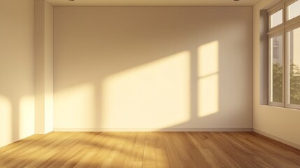 Fototapeta premium Empty workspace corner with a blank wall, ideal for showcasing interior design elements or art previews.