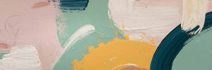 Abstract green yellow and blue brushstrokes modern art design background   