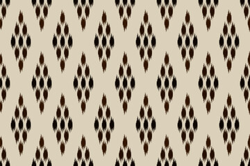 Ikat geometric folklore ornament with diamonds. Tribal ethnic texture. Seamless striped pattern in Aztec style. Folk embroidery. Indian, Scandinavian, Gypsy, Mexican, African rug. for texture, fabric