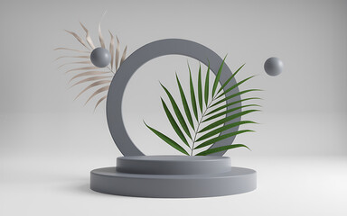 Minimalist 3D Platform with Green and Gray Tones for Product Display  