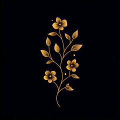 Modern Logo Design Featuring a Straight Floral Branch in Minimalist Style