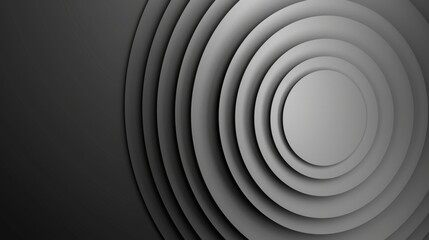 Obraz premium Minimalist Monochromatic Background with Concentric 3D Circles in Gradient Gray