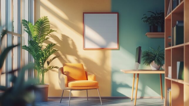 Office wall mockup in a coworking space, perfect for adding motivational quotes or corporate branding.