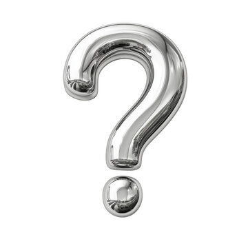 Silver question mark isolated on the background. Question mark clipart on a transparent background. Generative AI.
