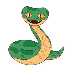 Fototapeta premium Chinese new year 2025 cute zodiac snake. Cute green and wooden snake vector illustration for new year of the snake.
