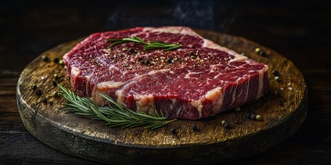 Obraz premium a piece of meat on a wooden cutting board