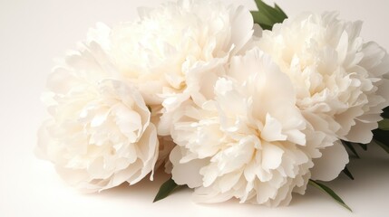 A close-up of white peonies, embodying purity and simplicity. The lush, soft petals create a sense of calmness and beauty, perfect for serene settings.