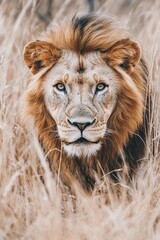 Lion in tall grass