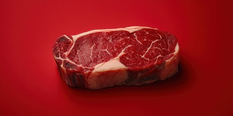 Obraz premium a piece of meat on a red surface