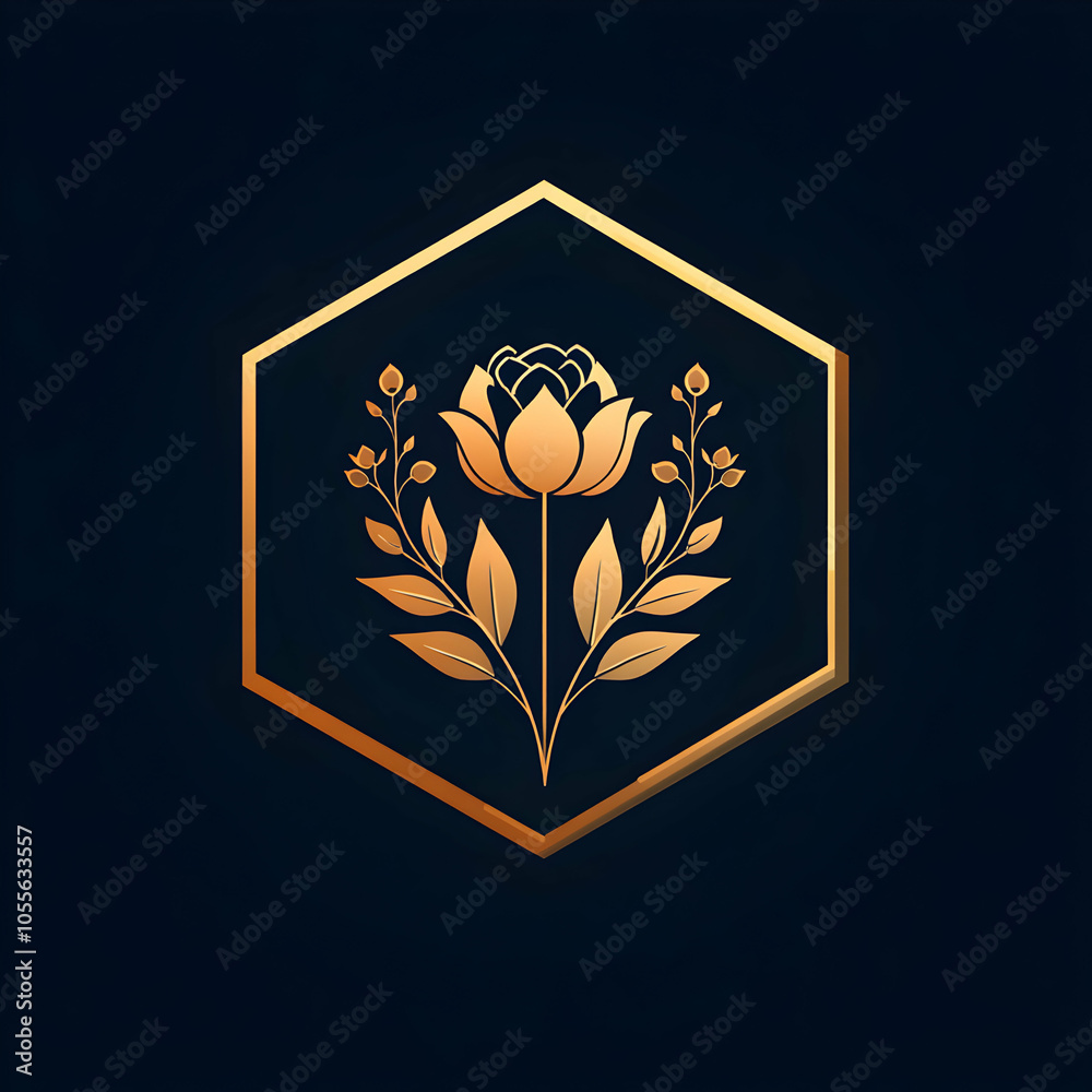 Poster stylish hexagonal logo design featuring clean lines and delicate aesthetic on a minimal background