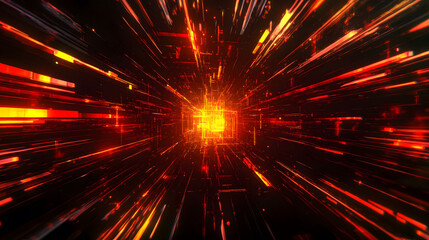 Fototapeta premium Bright explosion of light with abstract rays in vibrant colors, resembling a festive firework display in a cosmic night sky