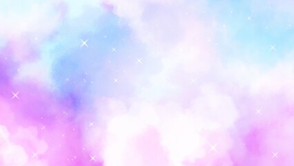 Fantasy Starry Nights Sky - Rainbow Cloudy Abstract Background 