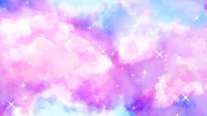 Fantasy Starry Nights Sky - Dream Rainbow Cloudy Abstract Background 