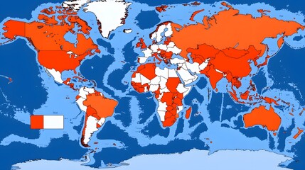Naklejka premium Geo-Unblocking: A world map with certain regions highlighted and unlocked, representing bypassing geo-restrictions using VPNs. 