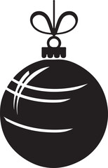 Christmas Ornament with Intricate Floral Details, Black and White Vector.