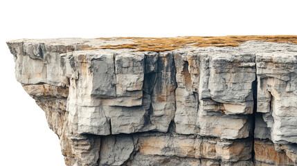 majestic cliffs with rugged edges on white background