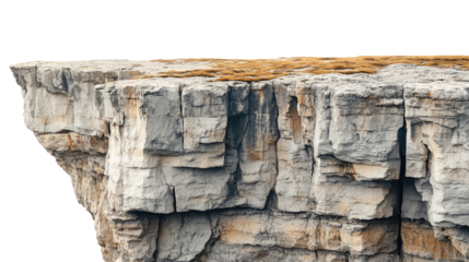 majestic cliffs with rugged edges on white background