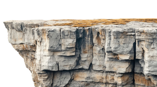 majestic cliffs with rugged edges on white background