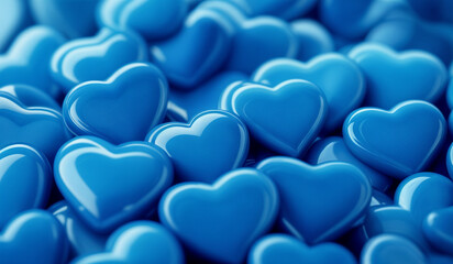 Obraz premium Abstract blue heart valentine love background texture. AI generated.