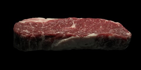 a piece of raw meat on a black background