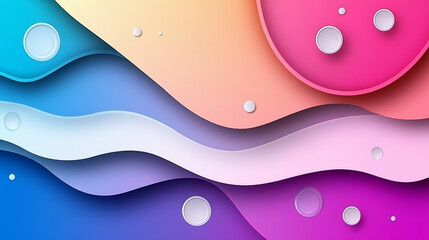 Abstract cool toned waves and circles background.