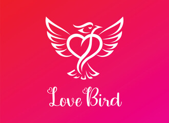 Obraz premium Love Bird Logo with Heart Wings, Elegant Vector Illustration of a Bird Representing Love and Freedom.