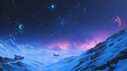 Fototapeta premium Alien Landscape under a Starry Sky