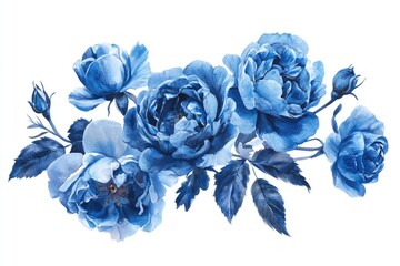 Obraz premium Blue Flowers White Background