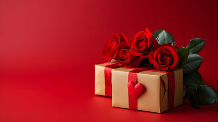 A romantic arrangement of red roses in a gift box, perfect for celebrating love on Valentine's Day or special occasions