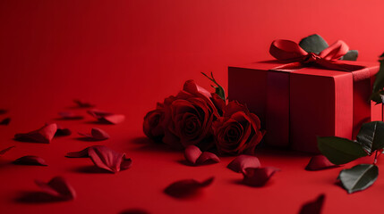 A romantic arrangement of red roses in a gift box, perfect for celebrating love on Valentine's Day or special occasions