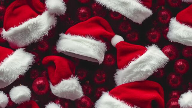 Christmas santa claus hat looping festive background