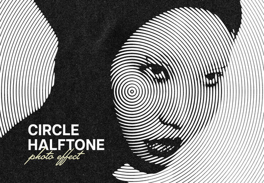 Circle Spin Halftone Photo Effect Mockup