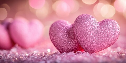 Pink Hearts on Glitter Pile