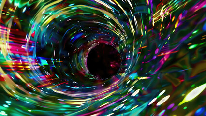 Colorful Light Trails Creating Hypnotic Vortex Effect