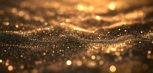 A shimmering golden surface with sparkling particles, evoking a sense of luxury and richness.
