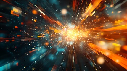 Obraz premium Explosive energy burst of light and color in motion