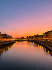 Naklejka premium sunset over river