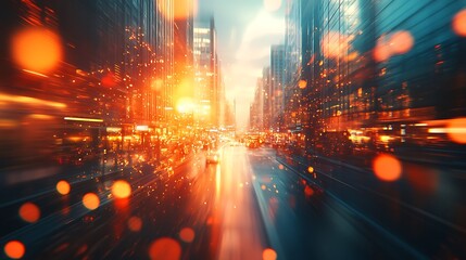 Obraz premium Dynamic urban landscape a vibrant journey through city lights