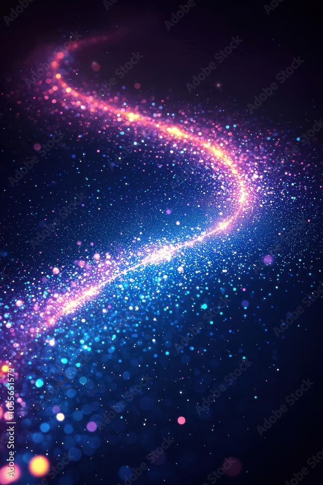 Poster a vibrant and mesmerizing abstract background featuring swirling particles of light in various hues,