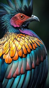 Himalayan monal showing colorful feathers